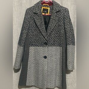 Sam Edelman Houndstooth Single Breasted Trench Coat/~Size:8-iblack,gray, white
